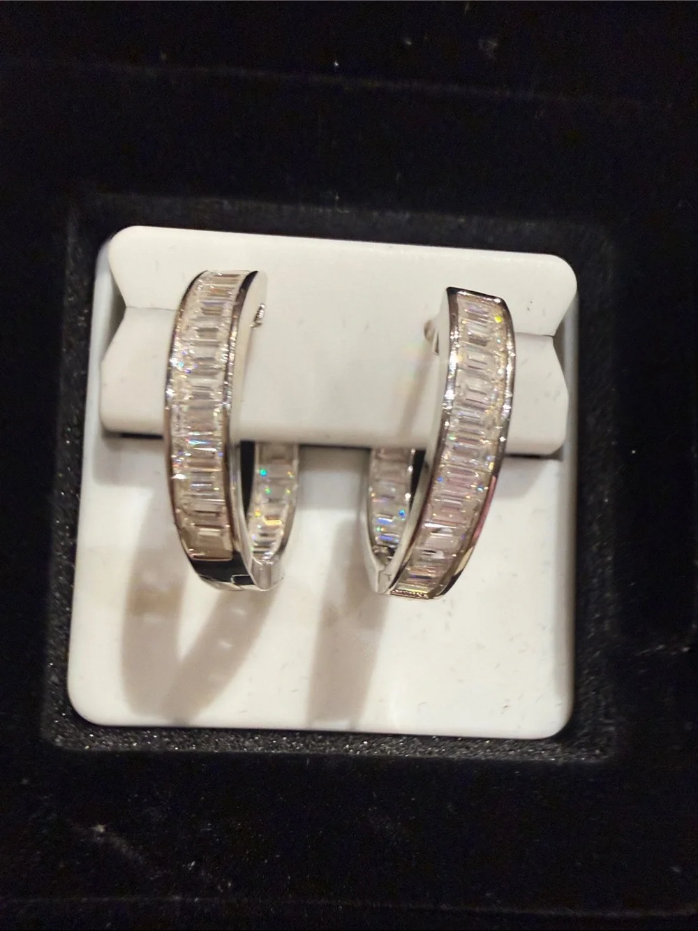 Emerald Cut 3.5 CTW Sterling Silver Hoops Gorgeous